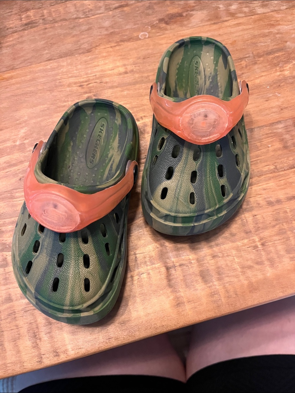 Skechers Kids Camouflage Clog Sandals with Orange Strap